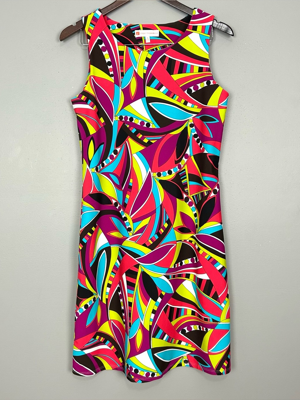 Jude Connally Beth Shift Dress Women’s Size M Sleeveless Colorful Stretch Knit